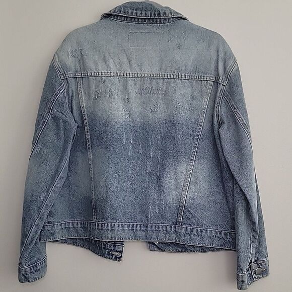 NWT Fashion Nova Oversized Trucker Denim Jean Jacket Men's Small Light W… - Picture 9 of 13